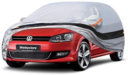 Weleyclore Hatchback Car Cover Waterproof Breathable,Outdoor Car Covers.Rain Snow UV Dust Protection.Custom Fit for VW Polo,Audi A1,Ford Fiesta,Mini Hatch,Vauxhall Corsa,Dacia Spring,etc B1