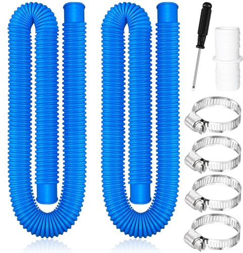 2 Piezas Manguera Piscina 32mm,150CM Tubo Piscina con 4 Abrazaderas de Metal,Manguera de Repuesto para Piscina,Manguera de Filtro de Piscina,Manguera de Bomba de Piscina para Piscinas Elevadas,Spa