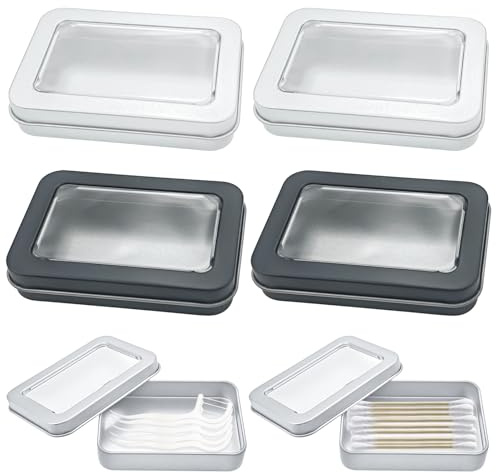 4 PACK Dental Flosser Portable Case, with Transparent Window, Refillable Floss Holder, Travel Floss Picks Case with Dustproof Lid for Cotton Swabs Hair Ties Floss