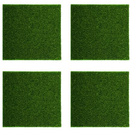 Bojueshaw 4pcs Mini Artificial Grass Mats,15x15cm Realistic Faux Turf Squares for Dolls House Modelling,Toy Farm Carpet Decoration