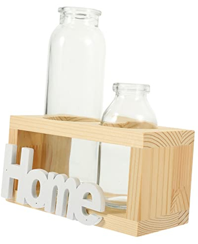 Toyvian 1 Set Terrario Idroponico con Legno per Piante Vasi Vetro per Decorazione da Scrivania e Ufficio Composto da Vasi Vetro