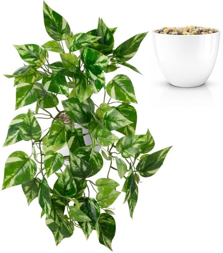 PASCH® Plantas artificiales colgantes: hiedra artificial | plantas artificiales como de verdad | plantas artificiales colgantes | Planta artificial colgante en maceta | Planta colgante