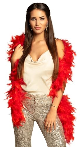Boland - Boa de pluma para disfraz, 180 cm, color rojo (52700)