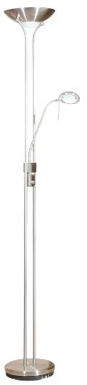 Endon Rome 230W & 33W Satin Chrome & Opal Glass Mother & Child Task Floor Light & Uplighter