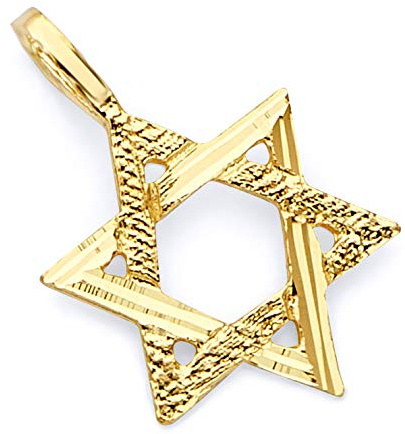 14k REAL Yellow Gold Star of David Charm Pendant