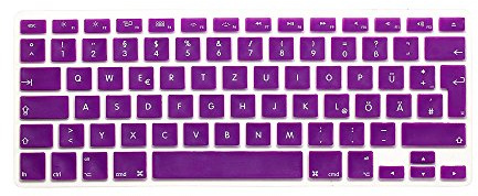 System-S Silikon tangentbordsskydd QWERTZ tyskt tangentbordsskydd skydd för MacBook Pro 13 tum, 15 tum, 17 tum, iMac, MacBook Air 13 tum i lila