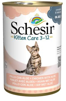 Schesir, Cibo Umido per Gattini Kitten al Gusto Tonnetto con Aloe Preparato in Morbida Gelatina - Totale 3,36Kg (24 Lattine da 140G)
