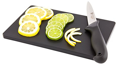 Restaurantware Bar Cutting Board Food Prep Cutting Board Bar Prep - 6 x 10 - Black - Premium Plastic - Professional Grade - Non-Slip - 1ct Box