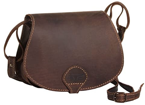 MIKA 28059122 - Damentasche Allison aus Echt Leder/Sattelleder, Damen Handtasche mit Hauptfach und Vortasche, Ledertasche für Frauen, Umhängetasche in Dunkelbraun, Lederhandtasche ca 26 x 12 x 20 cm