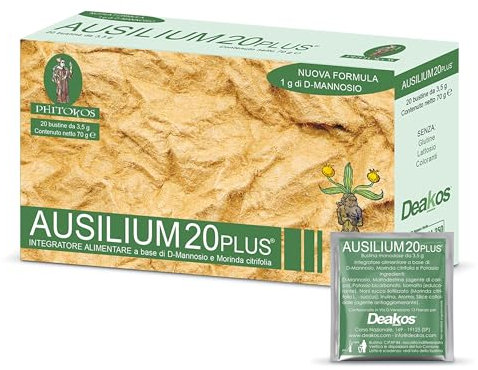 Deakos Ausilium 20 Plus - Integratore Cistite Donna con D Mannosio, Morinda Citrifolia e Potassio - Senza Glutine, Lattosio, Conservanti - 20 Bustine con Aroma