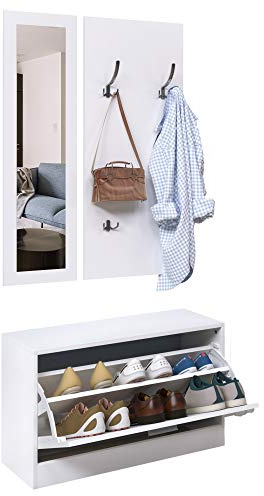 HOMCOM Conjunto de Muebles de Entrada Set de 3 Piezas 80x27x46,5cm Blanco