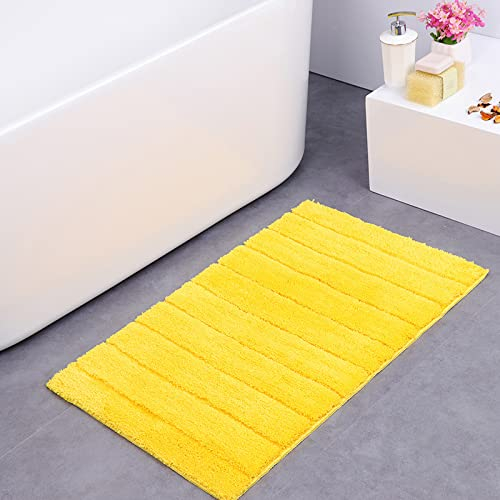 ZZDXL Badezimmerteppich Zitronengelb Badematte rutschfest,Weiche Badteppich,Badvorleger Duschvorleger,Teppich Badezimmer Waschbar,Bad Teppich Flauschig50×80cm