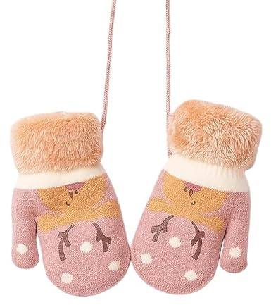 OhMill Enfants Gants d’Hiver en Polaire Moufles Chauds en Tricot Épais Bambin Moufles avec Motif Cerf Mignons 1 Paire pour 2-6 Ans Garçons Filles Hiver Extérieur