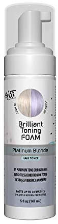 Splat Brilliant Toning Foam, Platinum Blonde, 5 oz., Hair Toner Lasts Up to 10 Washes, Weightless Conditioning Foam Increases Vibrancy and Shine, Vegan & Cruelty-Free