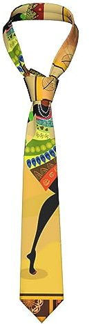 LAMAME Completo e cravatta da uomo e donna con stampa donna africana, cravatta in seta alla moda per affari e banchetti
