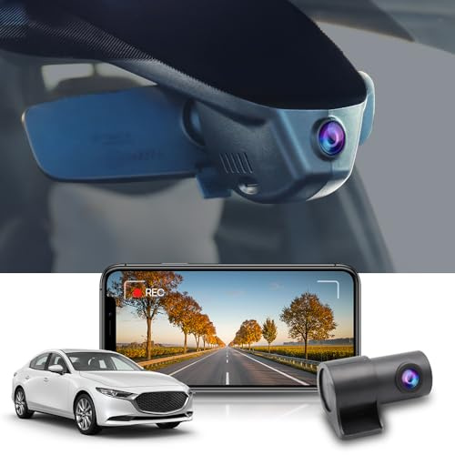 Fitcamx Dashcam Auto Vorne Hinten 2160P+1080P Kompatibel mit 2024-2026 Mazda 3 Select Premium Turbo Carbon Edition 2.5S (OBD), OEM Dashcam 4K UHD Video WiFi, Loop-Aufnahm, G-Sensor, WDR, 128GB Karte