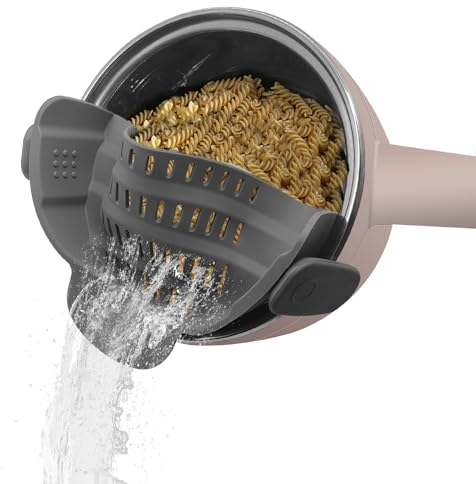 Kizaten Passoire de Cuisine en Silicone,Filtre Pliable,Passoire à Clipser,Convient à Toutes les Casseroles et Poêles,Égouttoir Parfait pour les Pâtes,les Légumes et les Fruits