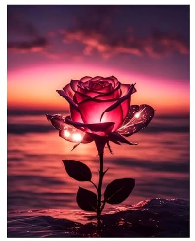 Mandun Art Rose Diamond Painting vuxna röd rosenblomma diamant målning full gör-det-själv diamant konst målning broderi set heminredning gåva 30 x 40 cm