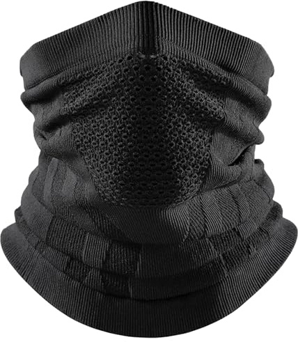 KMANGMAN 1pcs Medio Pasamontañas Transpirable,Polaina de Cuello,Calentador de Cuello,Mascarilla Moto,Ciclismo Termica,Máscara para Correr,Braga Cuello Moto Hombre y Mujer,para Running,Esqui-Negro