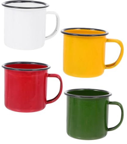 Alipis 4pezzi Tazze Smalto Vintage Colorate Da Bicchieri Multifunzionali Per Vino Tè e Bevande Per Barbecue e Ristoranti Design Ergonomico e Resistente