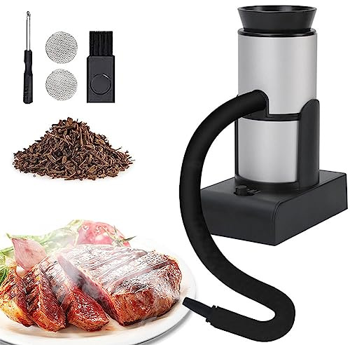Generico Affumicatore Portatile per Cocktail, Affumicatore per Alimenti con Affumicatura A Freddo, Affumicatore da Cucina Multifunzionale, Strumento per Affumicare Alimentato A Batteria AA (Silver S)
