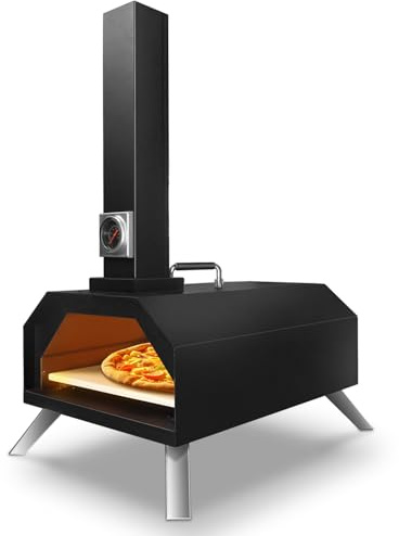 Karinear Pellet Pizzaofen, Outdoor Pizzaofen mit Pizzastein, Zubehör, Holzpellets 12-Zoll, max. 540℃, Holzpellet-Pizza Oven für Camping, Pizzaschieber