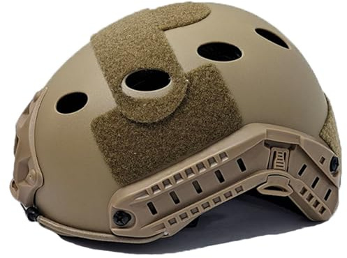 Casco rápido, Casco Ligero para Airsoft con Acolchado, Correa Ajustable y rieles Laterales para Deportes al Aire Libre, Paintball, Color marrón