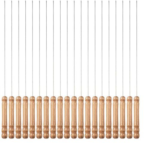 DIYEAH 20 Spiedini per Barbecue in Acciaio Inossidabile con Manico in Legno Spiedini in Metallo Resistenti al Calore per Grigliate Picnic e Campeggio Utensili Barbecue per Carne e