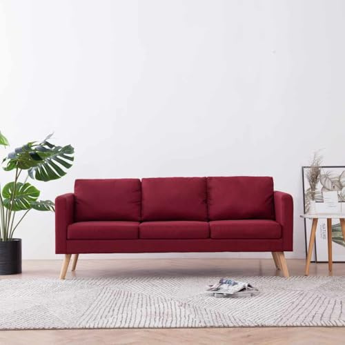 Yunovire Divano 3 posti, tessuto vinaccia, larghezza 168 cm, con cuscini rimovibili, robusto divano con telaio in legno per soggiorno, camera da letto, comodi mobili lounge per adulti