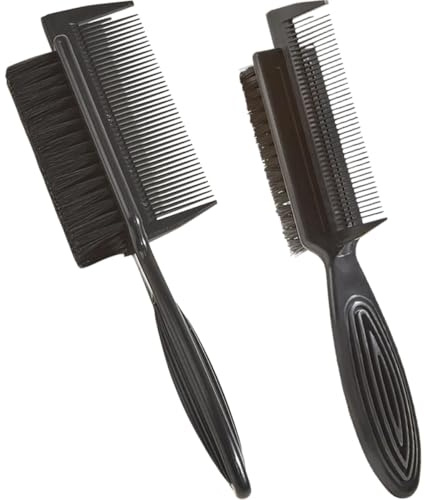 SEWACC Brosse de Nettoyage Double-face 2 Pièces Petite Taille Brosse à Crêper en Nylon Noire pour Barbe Homme Professionnel Usage Salon et Voyage