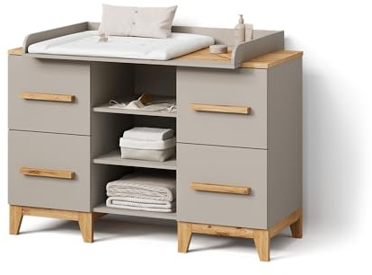 Livinity Wickelkommode Mailo, Cashmere/Artisan, XL mit 4 Schubladenfür stilvolle Aufbewahrung mit viel Platz