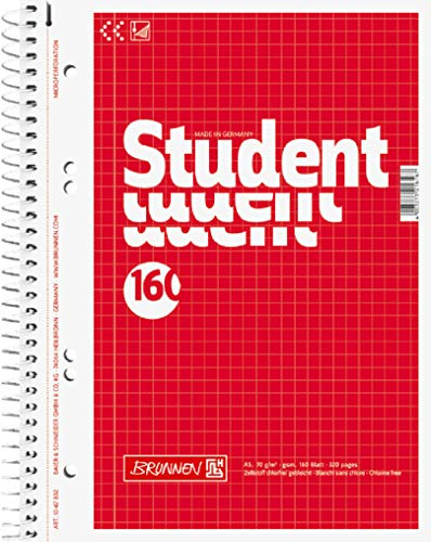 BRUNNEN Collegeblock Student | A5, Lineatur 5, 160 Blatt, rot