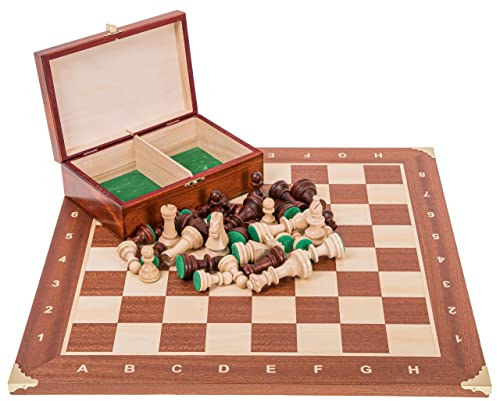 SQUARE - Pro Schack Set No. 5 MAHOGNY COR - Schackspel - Schackfigurer och schackbräde av trä
