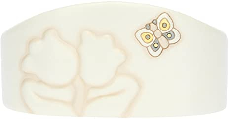 Thun, Portabicchieri Doppio in Ceramica Decorata a Mano con Decorazioni Floreali e Iconica Farfalla, Linea Elegance, 18x11x9 h cm