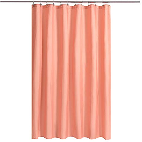 N&Y HOME Fabric Shower Curtain or Liner with Magnets - Hotel Quality, Machine Washable, Water Repellent - Coral, 72x72