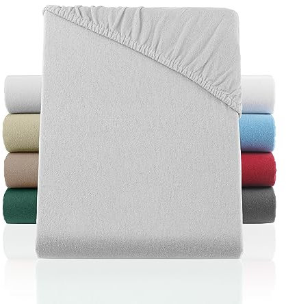 BaSaTex Flausch Feinbiber Winter Spannbettlaken Biber Spannbetttuch | 100% Baumwolle | 140x200 – 150x200 cm | Silber