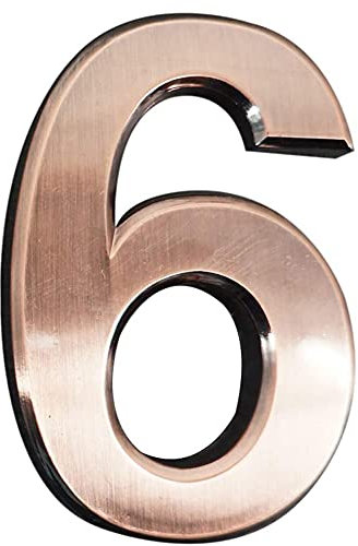 ETEC 4 Inch 3D Mailbox Number, Self Adhesive House Number Waterproof Door Street Number Stickers for Home Apartment (NO.6)