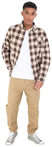 BRAVE SOUL Mens Check Shirt Lumberjack Work Shirt Casual Brushed Cotton Top (M, Grey - Jack)