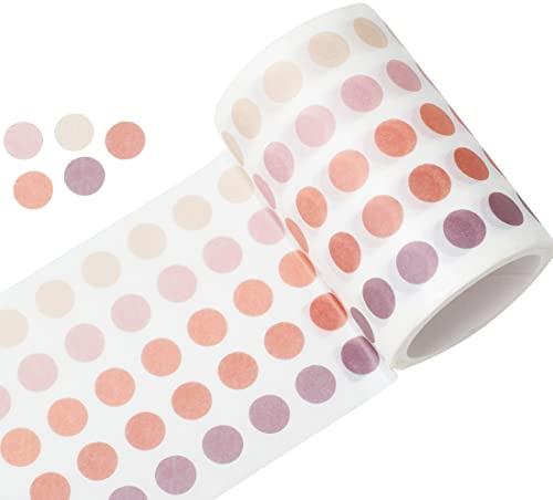YUBBAEX Morandi 5/16 Dot Washi Tape Round Stickers 1250 Dots Stickers for Bullet Journal Planner Scrapbooking 2 3/8 x 10‘ (Coral Berry)