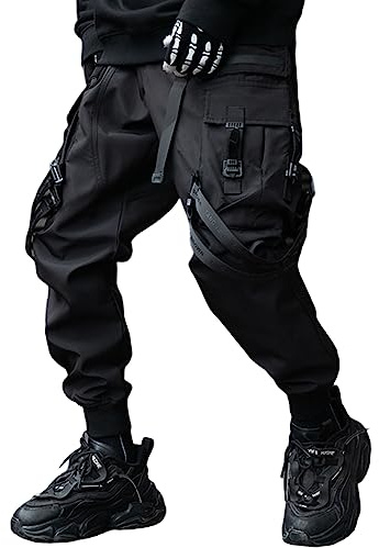 XYXIONGMAO Techwear Pantalón Cargo para Hombre, Streetwear japonés, Gótico, Negro, Negro , XL