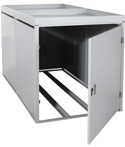 Mendler 2er-Fahrradgarage mit Pflanzkasten HWC-L56b, Fahrradbox, abschließbar verzinkter Stahl 123x113x208cm - hellgrau