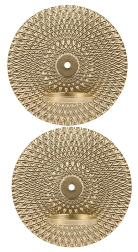 Cabilock 2pcs Candlestick Gold Tea Lights Farmhouse Wall Candle Sconce with Tea Light Candle Holder Wall Mounted Retro Metal Candle Stand for Home Porch Yard Decor