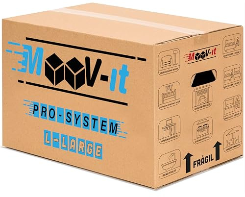 Pack de 20 cajas de cartón para mudanza, reforzado y resistente. Asa Triple. Cajas de embalaje para envíos con asas. Para almacenaje y Embalaje. Reutilizables (45x30x25cm (20ud))