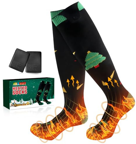 ABXMAS Beheizte Socken für Frauen 5000 mAh Batterie, Wiederaufladbare Selbstheizende Heizsocken für Dame Männer Winteraktivitäten im Innenbereich Skifahren Radfahren Arbeiten im Freien