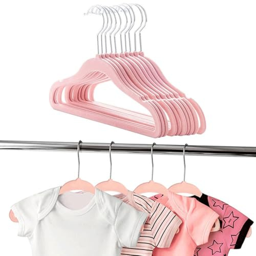 Baby Velvet Hangers,Non-Slip Children Hangers,Infant and Toddler,Ultra Thin Space Saving,for Coat, Jacket, Shirt, Dress, Trousers,10 Pack (pink)