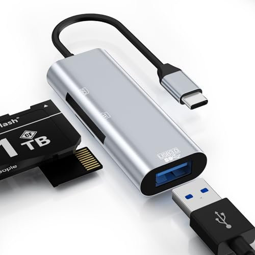 NEUTYPECHIC 3 in 1 Lettore Schede SD, Lettore SD Card Filo Morbido in PVC, Lettore Micro SD Dissipazione Rapida Del Calore, Lettore Memory Card Compatibile per Android, Windows, iOS e Linux