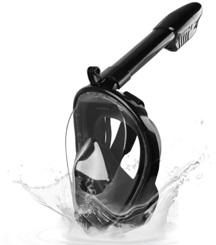 Snorkel Mask, Full Face Snorkel Mask, Anti-fog Anti-leak Design with Detachable Camera Mount, 180° Professional Snorkeling Set for Men Women