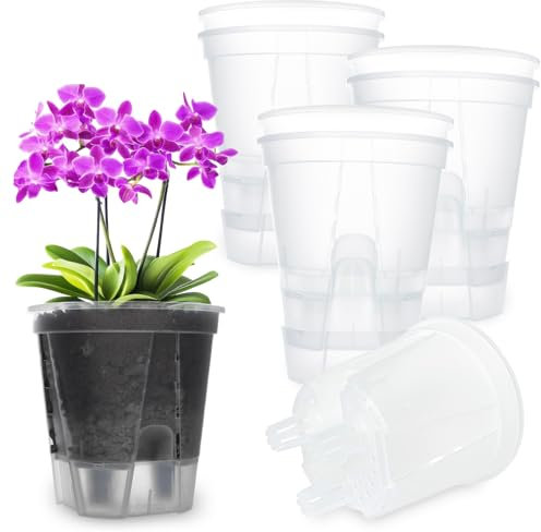 BEIUEN 8 Stück orchideentöpfe. Orchidee Anzuchttöpfe,Selbstbewässerungstopf,15,24 cm Orchideen Topf (Durchsichtig)