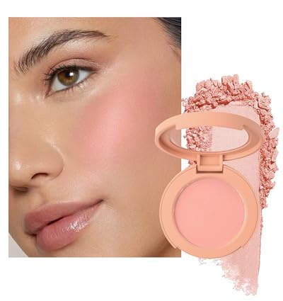 Blush Puder, natürliches Rosa, natürliches mattes Finish, langanhaltend, wasserfest, Pigmentierung, intensiv, samtig, Blush, Creme, verwendbar für Wangen und Lidschatten, Geschenk Make-up für Damen