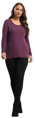Yours Curve Ribbed Scoop Neck Top - Women's - Plus Size Curve Purple